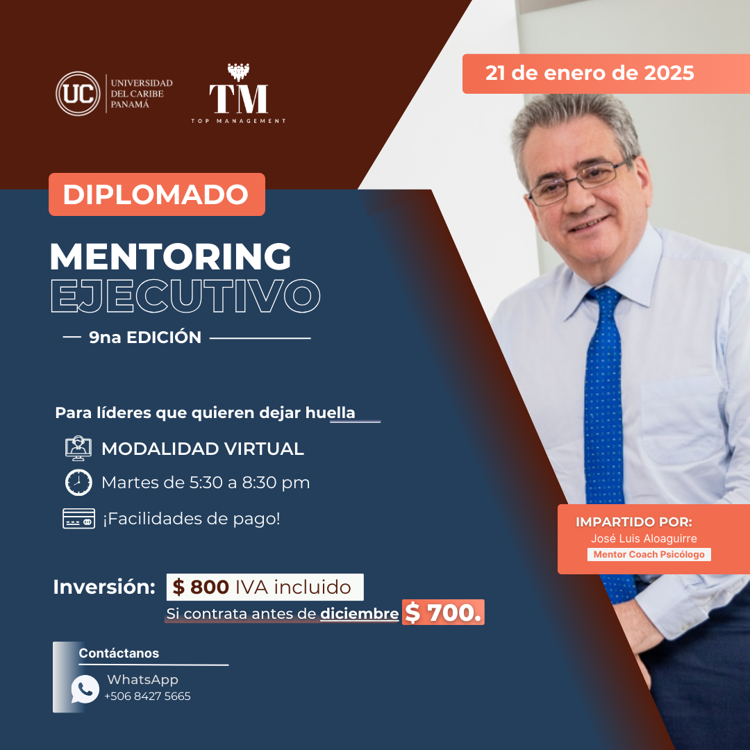 Diplomado MENTORING EJECUTIVO con titulación de la Universidad del Caribe, Panamá y Top Management